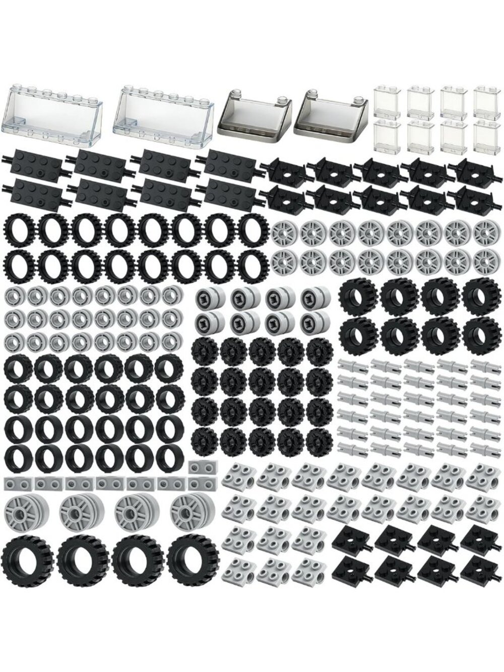 224PCS Building Bricks Wheels & Axles Set for Cars, DIY Toy Parts & Accessories
